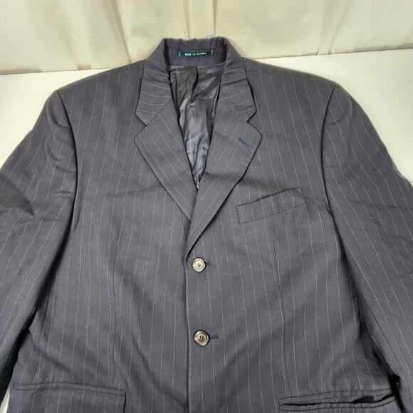 Ralph Lauren Navy Blue Pin Stripe 3 Button Suit Dress Jacket Men's Size 42R - Picture 2 of 9